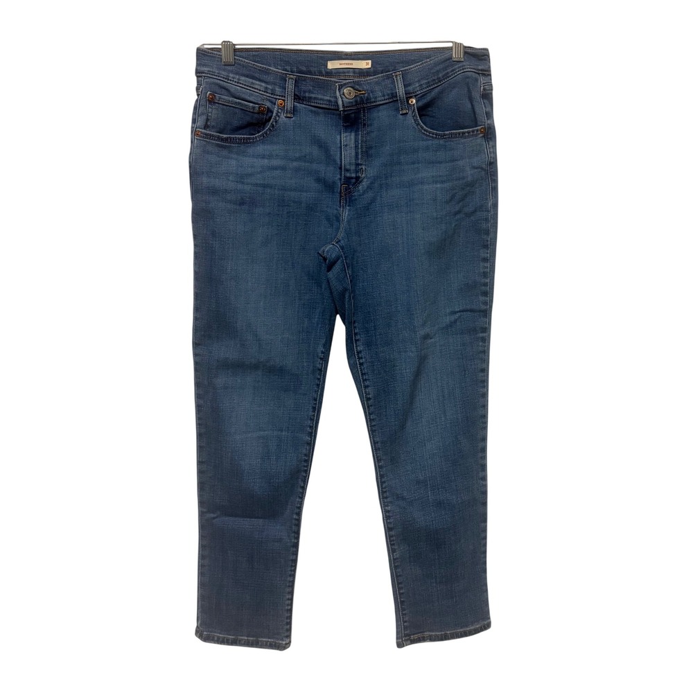 Levis Boyfriend Jeans Womens 31 Medium Wash Blue Denim Tapered Leg Pants